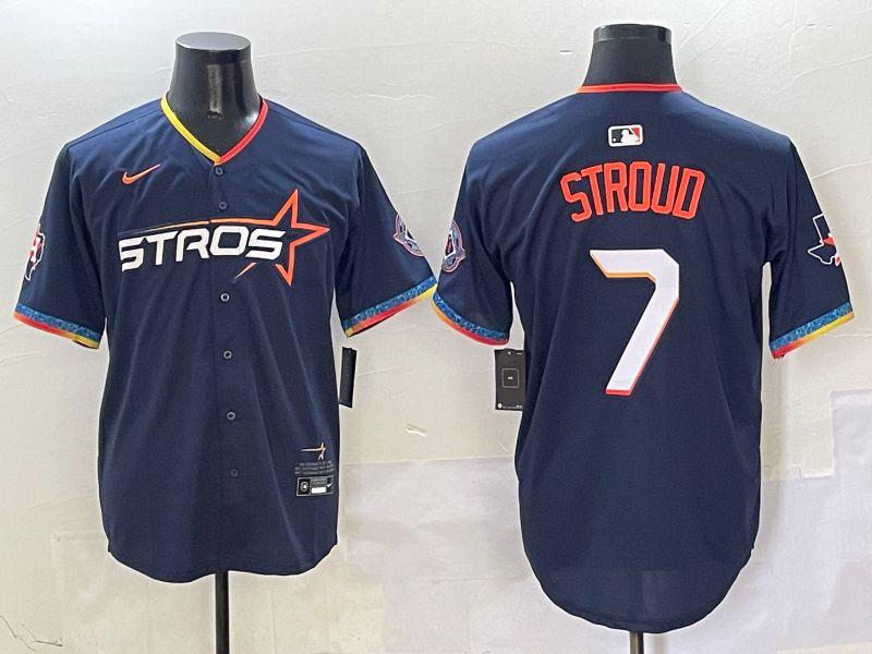 Men Houston Astros #7 Stroud Drak Blue Fourth generation Joint Name Nike 2025 MLB Jersey style 1->houston astros->MLB Jersey